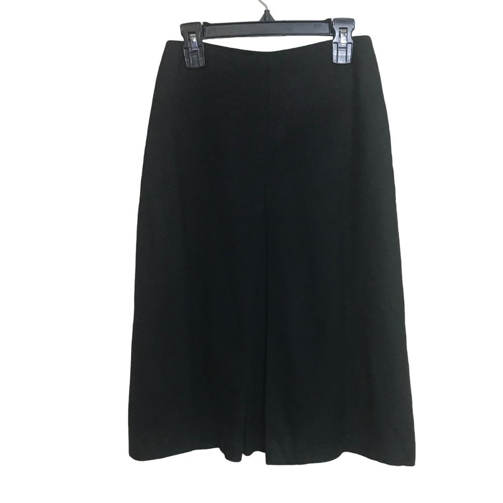 Henri Collection Vintage Wool Black Skirt Size XS A Line Kick Pleat